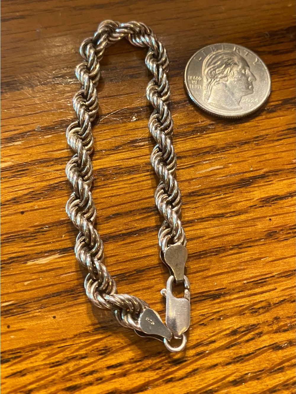 Vintage FAS Italy 925 Sterling Silver Twisted Rope Chain Bracelet 90’s Retro